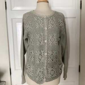 Anne Klein  Vintage Crocheted Lace Knit Cardigan  S
